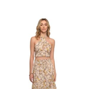 🆕 Heartloom “Jolie” Boho Floral Halter Crop Top - Women’s Size XS
